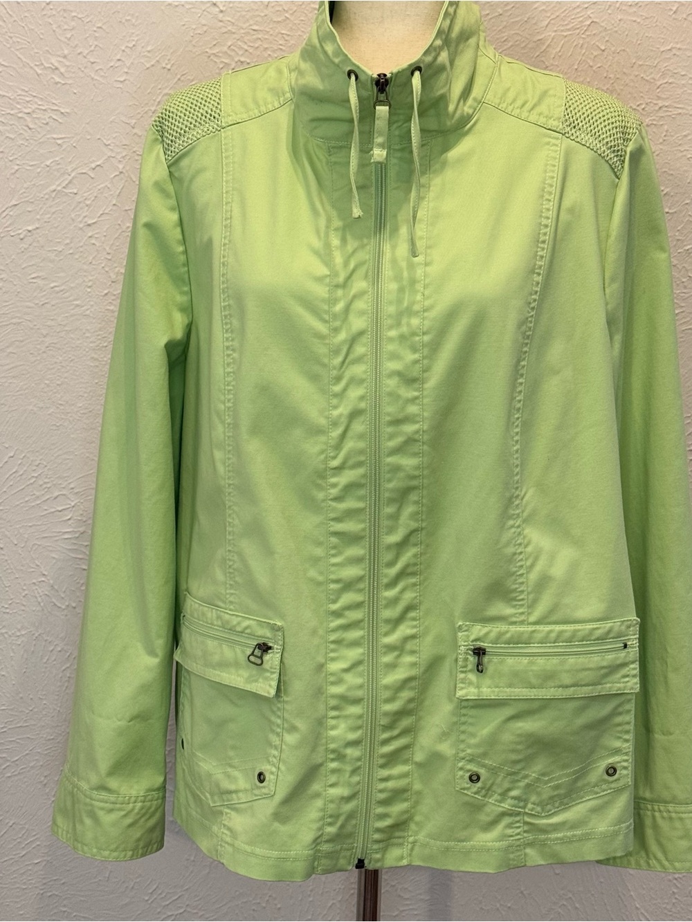 Allison Daley Lime Green Lightweight Zip-Front Utility Jacket size 14